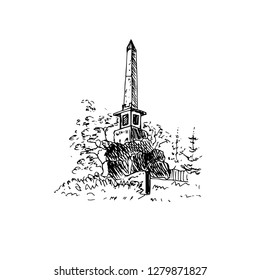 Monument, tower. Vector illustration.