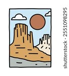 Monument Valley flat illustration design for t shirt sticker badge print art