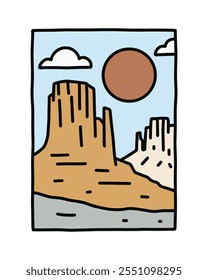 Monument Valley design de ilustração plana para t shirt adesivo emblema arte de impressão