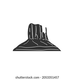 Monument Valley Icon Silhouette Illustration. National Park Vector Graphic Pictogram Symbol Clip Art. Doodle Sketch Black Sign.