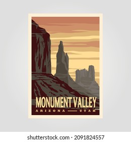 Monument Valley Navajo Tribal Park Vintage Poster Illustration Design