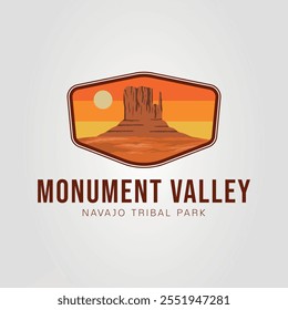 monumento vale navajo tribal parque logotipo design. américa ou utah símbolo do parque nacional ilustração vetor