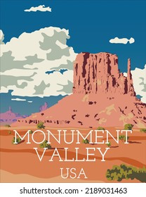 Monument Valley Poster Color Vector Graphic