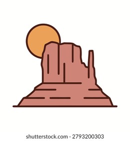 Monument Valley Rock Icon Containing desert landmark formation, canyon landscape theme, and nature atmosphere