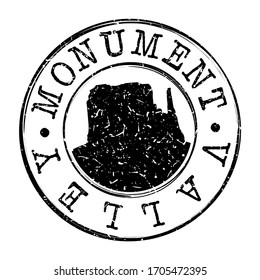 Monument Valley, UT USA Stamp. Navajo Nation Park seal. Round Vector icon. Mountain Desert emblem.  