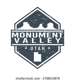 Monument Valley, UT USA Stamp. Navajo Nation Park seal. Vector icon  mountain desert emblem.  