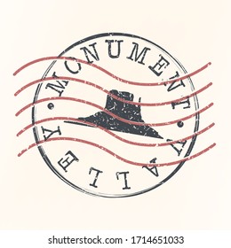 Monument Valley, UT USA Stamp. Navajo Nation Park seal. Round Vector icon. Mountain Desert emblem.  