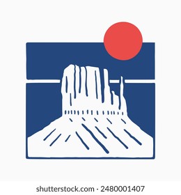 El valle del monumento en Utah vintage Vector camiseta insignia parche etiqueta ilustración