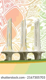 Arte vectorial de monumento, con fondo colorido