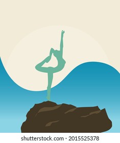 Monument Water Sea Sky Montenegro Landscape Budva, vector illustration