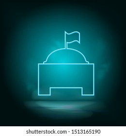 Monumental building blue neon vector icon. Simple element illustration from map and navigation concept. Monumental building blue neon vector icon. Real estate concept vector illustration.