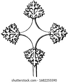 Monumental Cross are from Stradsett church, vintage engraving.