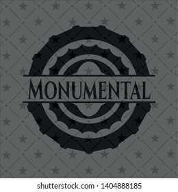 Monumental realistic black emblem. Vector Illustration. Detailed.