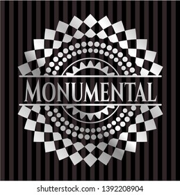 Monumental silver badge. Vector Illustration. Mosaic.