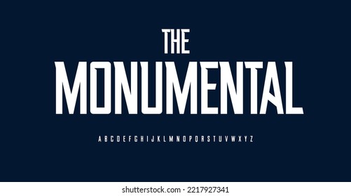 Monumental sport font, high alphabet, condensed bold letters for unique sportswear title and slim slender headline. Grotesk typography with acute angle spike serifs. Vector typeface svg