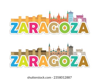 Monuments of the city of Zaragoza, Spain.Tourism concept