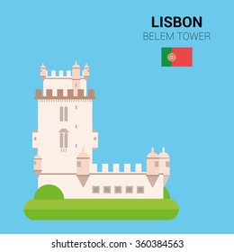 Monuments and landmarks Vector Collection: Belem Tower. EPS 10 file compatible and editable.