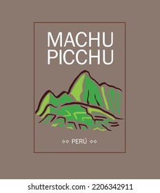 Monuments of Machu Picchu in Peru. vector illustration