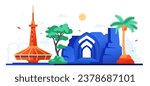 Monuments and museums of Israel - modern colored vector illustration