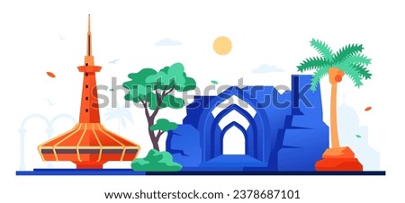 Monuments and museums of Israel - modern colored vector illustration