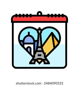 monuments sites international day color icon vector. monuments sites international day sign. isolated symbol illustration