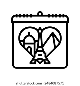 monuments sites international day line icon vector. monuments sites international day sign. isolated contour symbol black illustration