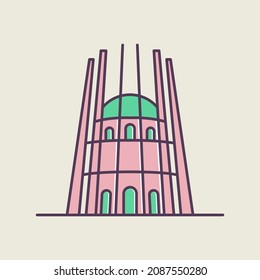 monuments Travel, journey concept. Famous monuments of world countries. Vector illustration detailed skyline. Travel and tourism background. Vector background. Line art style Travel background.