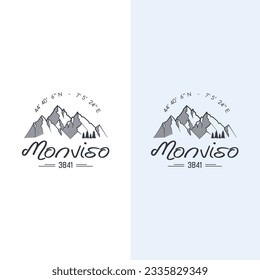 monviso mountain t shirt logo summer adventure culture traveling stock vector design background template 