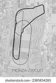 Monza Circuit, Italy map poster art