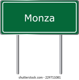 Monza , Italy , road sign green vector illustration, road table