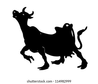 Moo Cow Silhouette - Retro Clipart Illustration