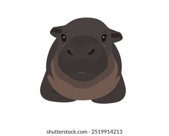 Moo Deng hippopotamus on white background.