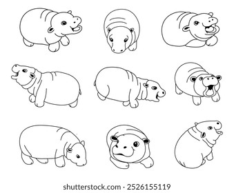 Moo Deng Pygme Hippo , Line art Vetor file pode ser usado na criação de trabalhos, incluindo produção de mídia. e várias publicações
