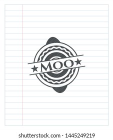 Moo emblem with pencil effect. Vector Illustration. Detailed.