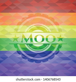 Moo lgbt colors emblem. Vector Illustration. Mosaic.