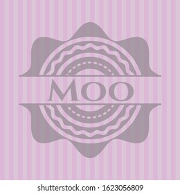Moo pink emblem. Vector Illustration. Detailed.