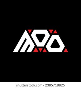 MOO triangle letter logo design with triangle shape. MOO triangle logo design monogram. MOO triangle vector logo template with red color. MOO triangular logo Simple, Elegant, and Luxurious design.
