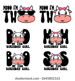 Moo I'm Two Cow Birthday Family Design