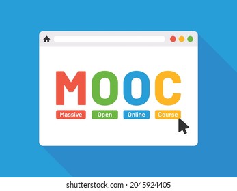 MOOC online courses on web browser icon. Massive open online course symbol