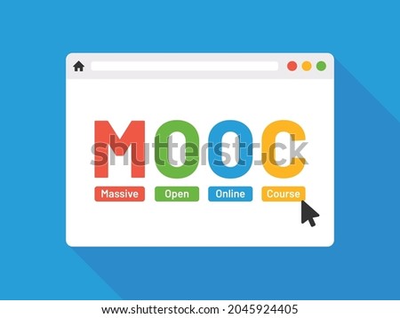 MOOC online courses on web browser icon. Massive open online course symbol