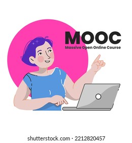 Mooc Woman Laptop Massive Open Online Course, Course Enrollment