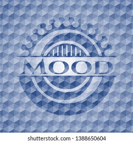 Mood blue badge with geometric pattern background. Vector Illustration. Detailed.