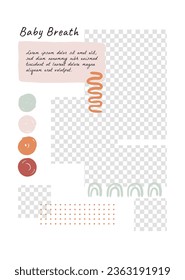 Mood board background. Photo collage layout. Moodboard template. Mosaic pictures album grid. Scrapbook images. Vector illustration. Poster design with colour palette and quote. photomontage frames