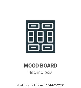 Mood board glyph icon vector on white background. Flat vector mood board icon symbol sign from modern technology collection for mobile concept and web apps design.