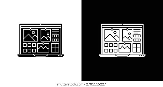 Mood board icon silhouette vector in black colors. flat symbol logo design style