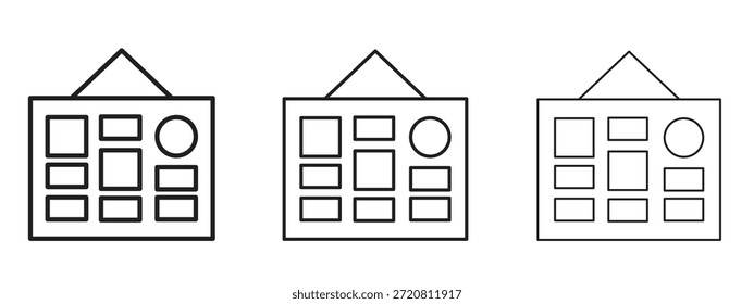 Símbolo de linha fina do ícone da placa de humor em plano de fundo branco, ilustração editável do vetor de traçado