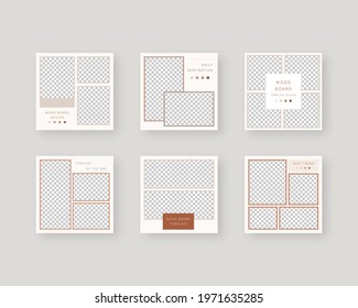 Mood board set. Social media mood board template. Trendy editable social media template. Mockup isolated. Template design. Vector illustration.