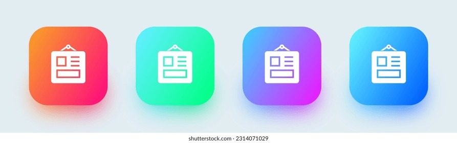 Mood board solid icon in square gradient colors. Template signs vector illustration.