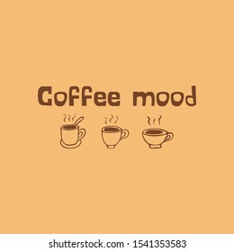 The mood of the coffee. Three cups of hot coffee. Beige background. Suitable for cafe, signboard or banner