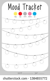 Mood diary for a month. mood tracker calendar. keeping track of emotional state